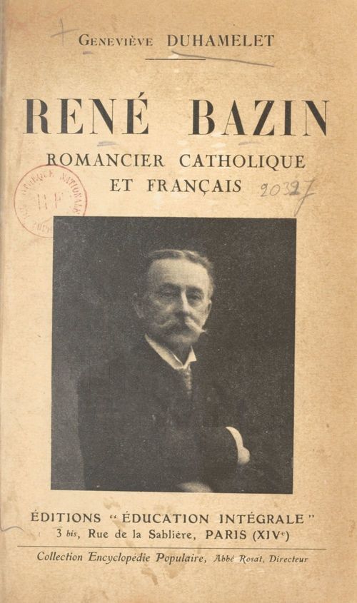 Couverture ebook de René Bazin, de Genevieve Duhamelet