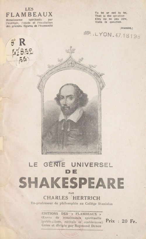 Couverture ebook de Le génie universel de Shakespeare, de Charles Hertrich