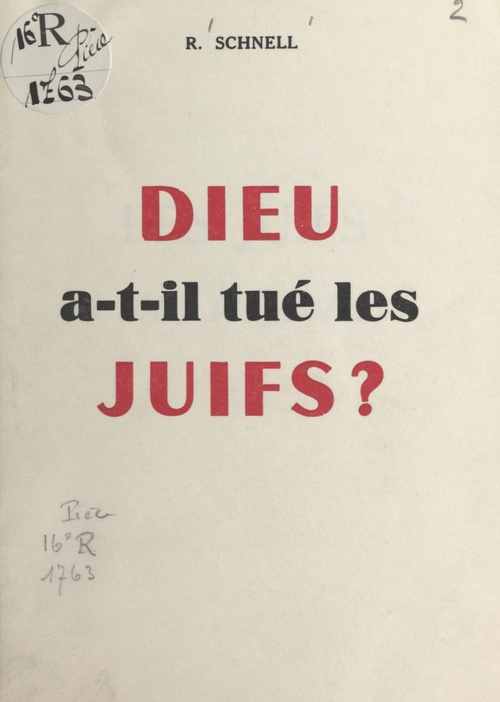 ebook cover of Dieu a-t-il tué les Juifs ?, by Rene Schnell