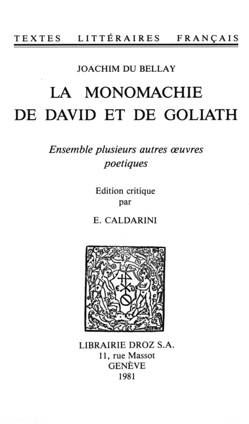 Couverture ebook de La Monomachie de David et de Goliath, de Joachim Du Bellay