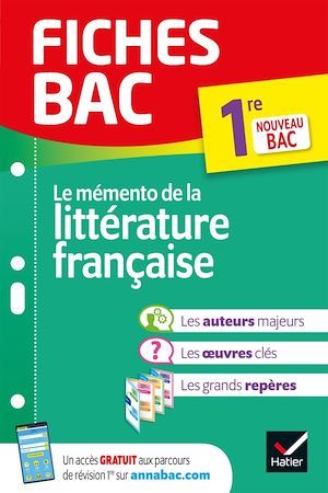 Couverture ebook de Fiches bac - Mémento de la littérature française 1re, de Hélène Potelet