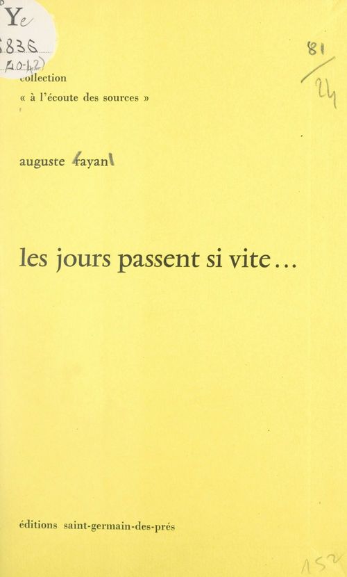 Couverture ebook de Les jours passent si vite..., de Auguste Rayan