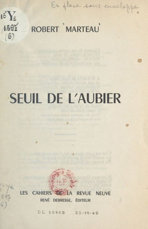 Couverture ebook de Seuil de l'aubier, de Robert Marteau