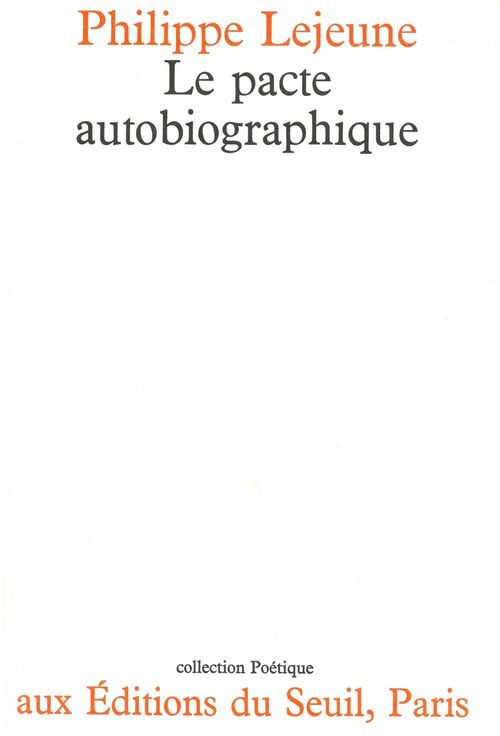 Couverture ebook de Le Pacte autobiographique, de Philippe Lejeune