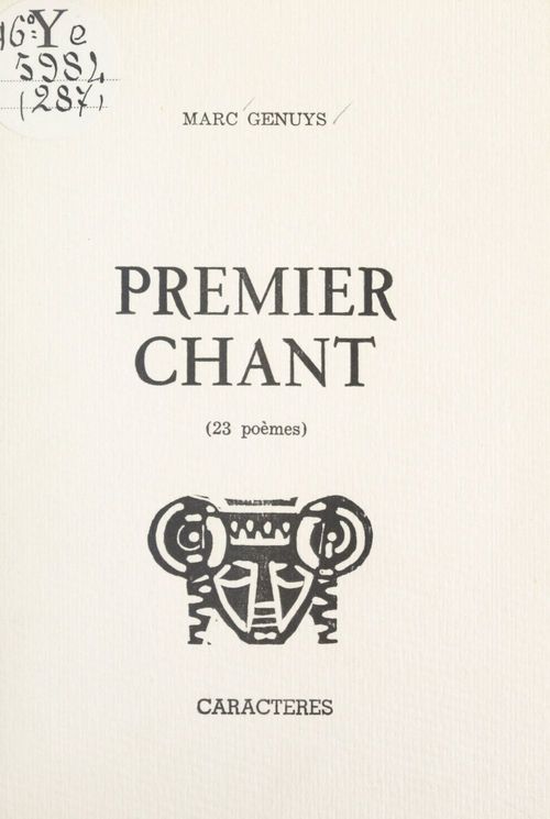Couverture ebook de Premier chant, de Marc Genuys