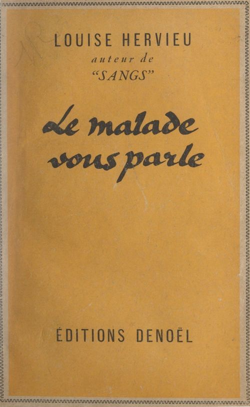 ebook cover of Le malade vous parle, by Louise Hervieu