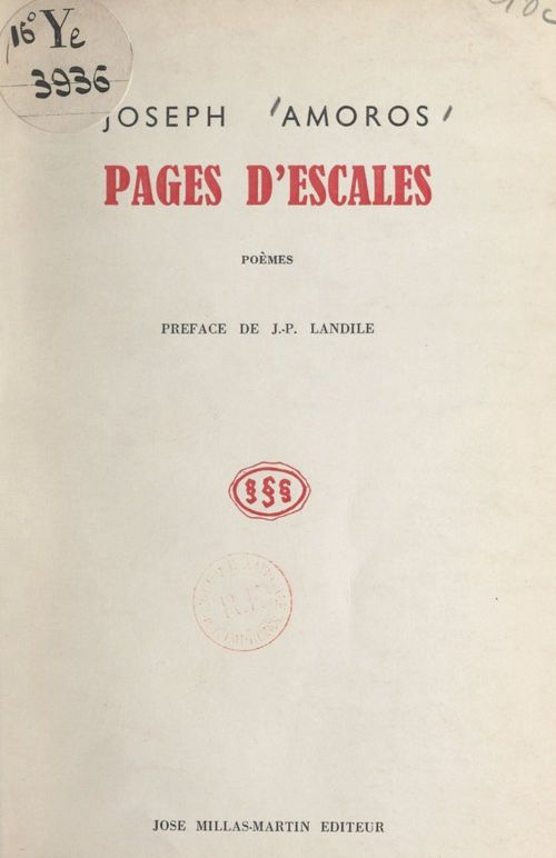 ebook cover of Pages d'escales, by Joseph Amoros