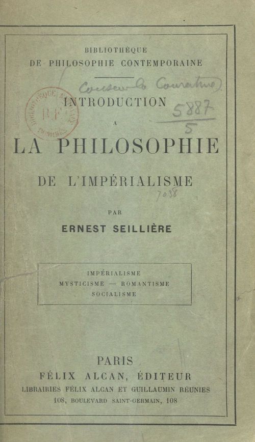 ebook cover of Introduction à la philosophie de l'impérialisme, by Ernest Seilliere