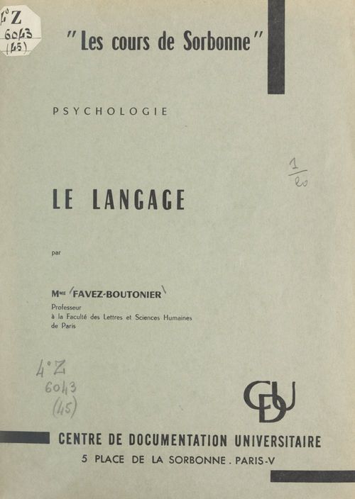 ebook cover of Le langage, by Juliette Favez-Boutonier
