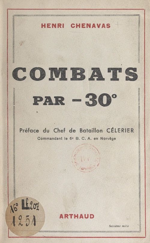 Couverture ebook de Combats par moins 30°, de Henri Chenavas