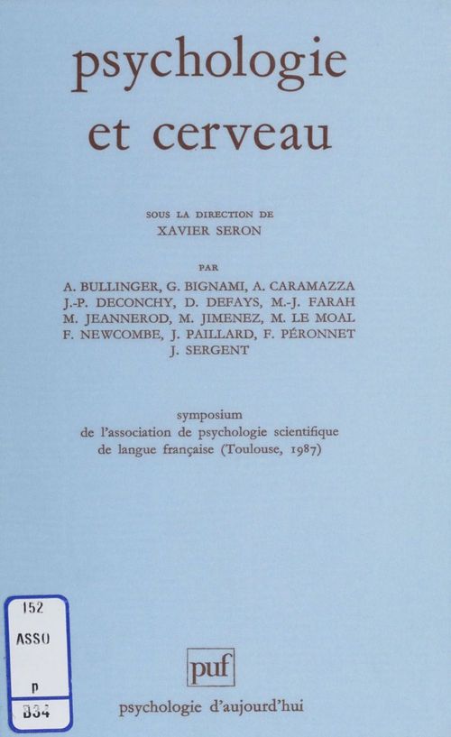 Couverture ebook de Psychologie et cerveau, de Ass.De Psychologie Scient.