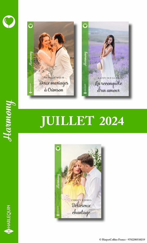 Couverture ebook de Pack mensuel Harmony - 3 romans (Juillet 2024), de Collectif