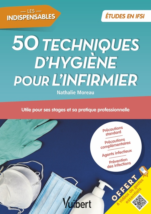 Couverture ebook de 50 techniques d'hygiène pour l'infirmier, de Nathalie Moreau