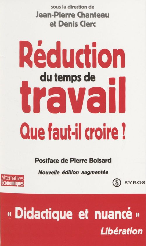 Couverture ebook de Réduction du temps de travail, de Chanteau, Clerc