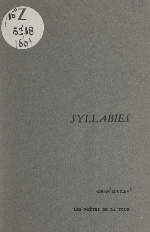 Couverture ebook de Syllabies, de Adrian Miatlev