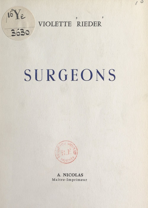 ebook cover of Surgeons, by Violette Rieder