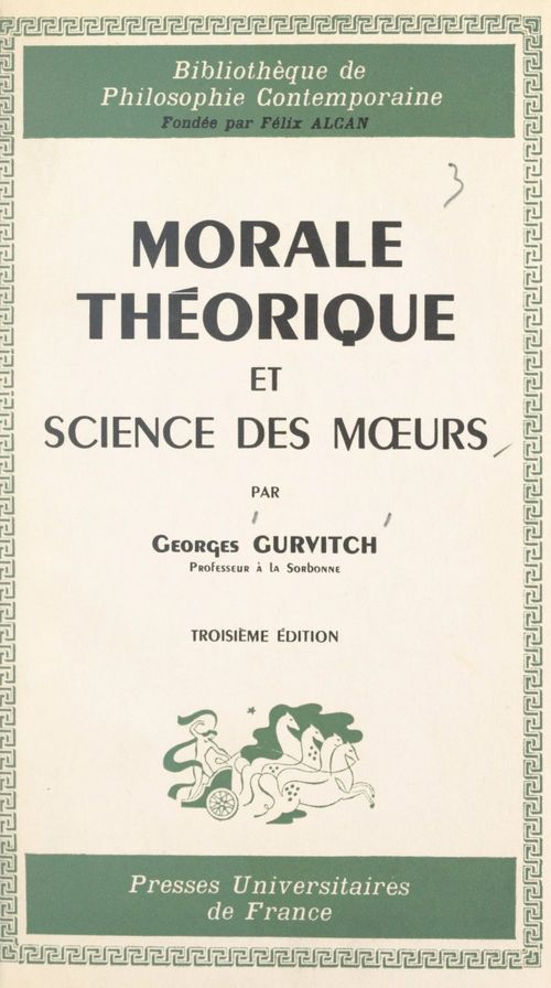 Couverture ebook de Morale théorique et science des moeurs, de Georges Gurvitch