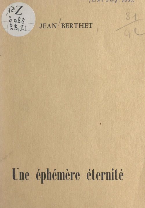 Couverture ebook de Une éphémère éternité, de Jean Berthet