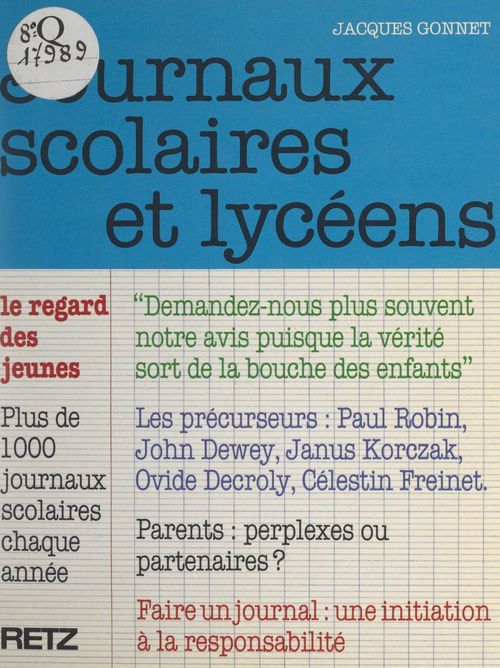 ebook cover of Journaux scolaires et lycéens, by Jacques Gonnet