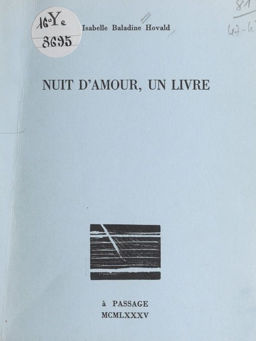 Couverture ebook de Nuit d'amour, un livre, de Isabelle Baladine Hovald