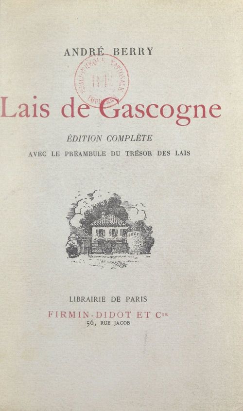 Couverture ebook de Lais de Gascogne, de Andre Berry