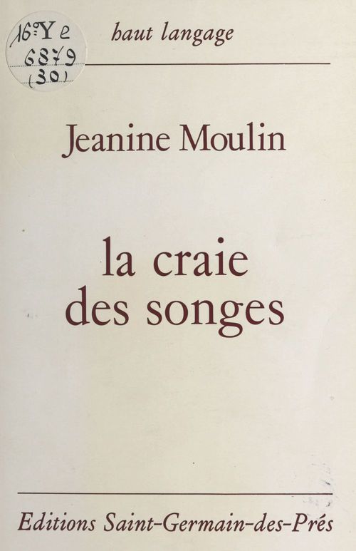 ebook cover of La Craie des songes, by Jeanine Moulin
