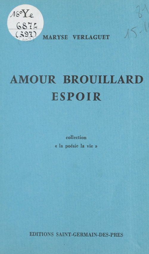 Couverture ebook de Amour brouillard espoir, de Maryse Verlaguet