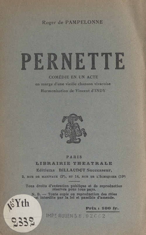 Couverture ebook de Pernette, de Roger de Pampelonne