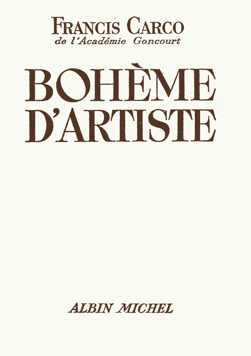 ebook cover of Bohème d'artiste, by Francis Carco