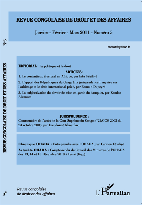 ebook cover of Revue congolaise de droit des affaires N° 5, by Collectif