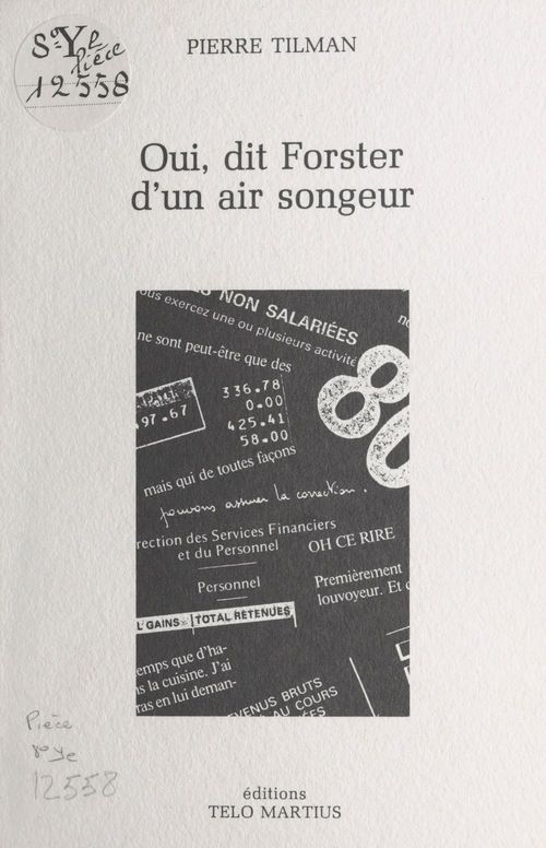 Couverture ebook de Oui, dit Forster d'un air songeur, de Pierre Tilman