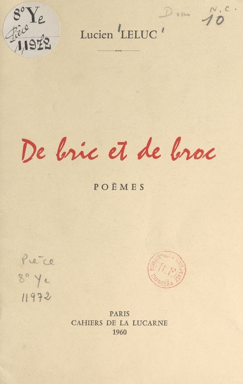 Couverture ebook de De bric et de broc, de Lucien Leluc