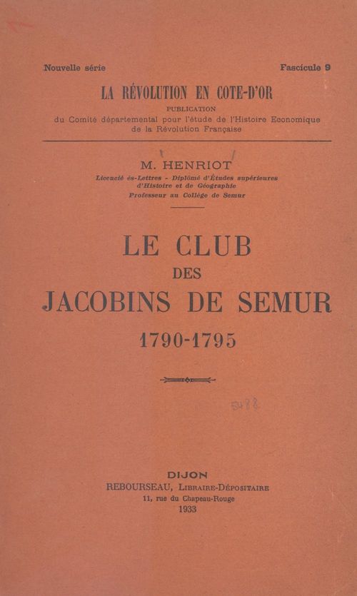 Couverture ebook de Le club des jacobins de Semur, de M. Henriot