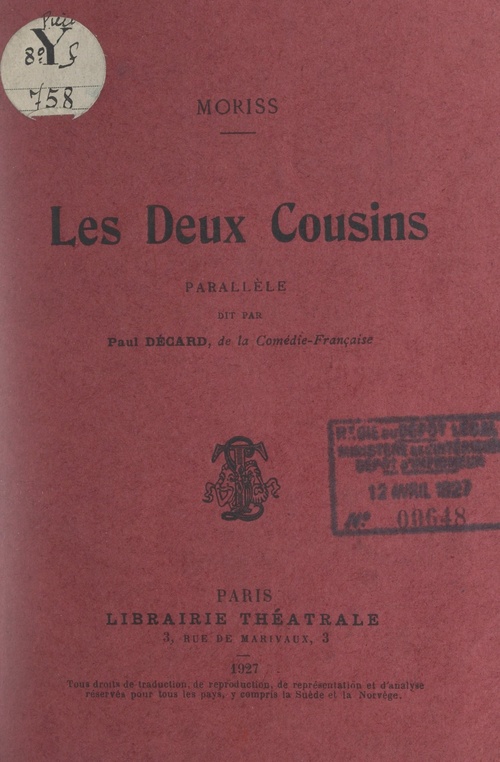 Couverture ebook de Les deux cousins, de Moriss