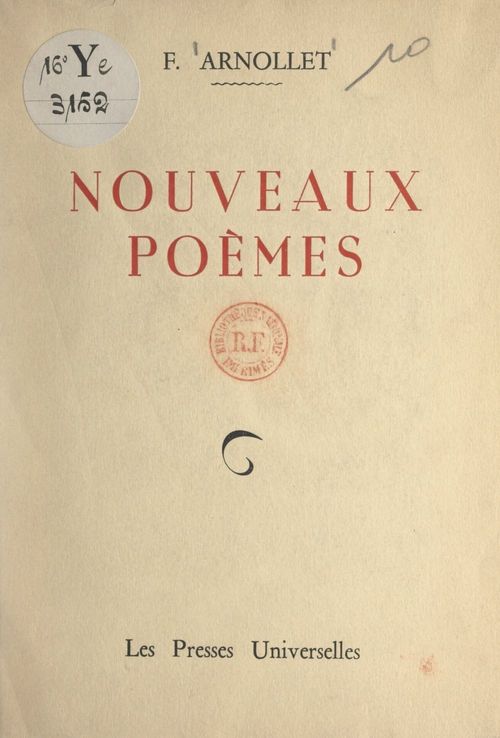 Couverture ebook de Nouveaux poèmes, de F. Arnollet