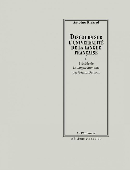 Couverture ebook de Discours sur l'universalité de la langue française, de Antoine Rivarol