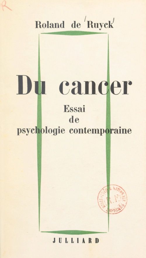 Couverture ebook de Du cancer, de Roland De Ruyck