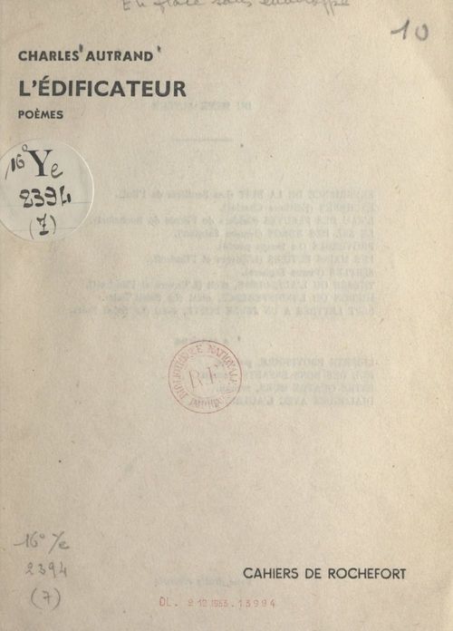ebook cover of L'édificateur, by Charles Autrand