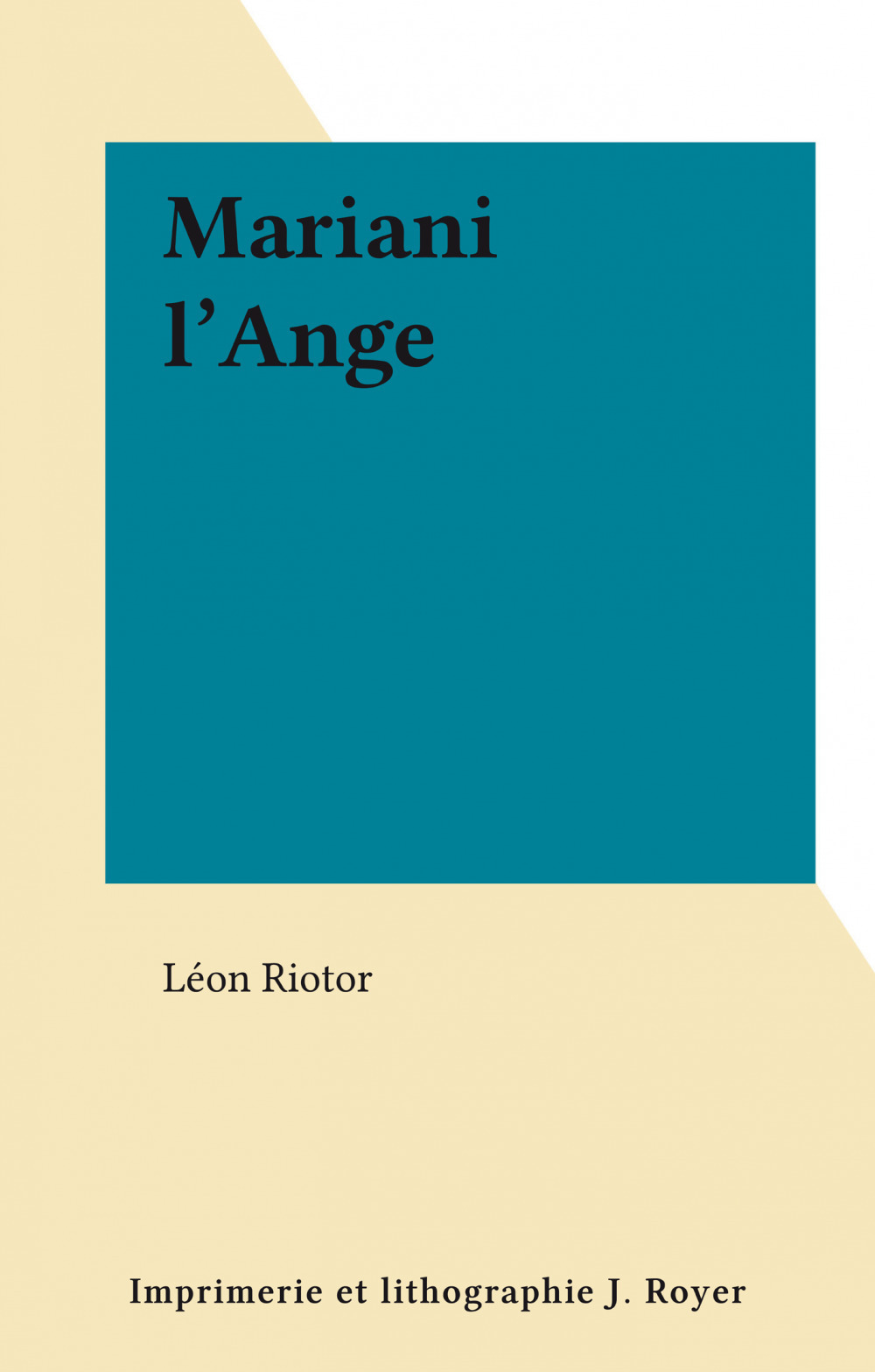 ebook cover of Mariani l'Ange, by Leon Riotor