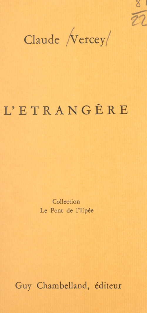 ebook cover of L'étrangère, by Claude Vercey