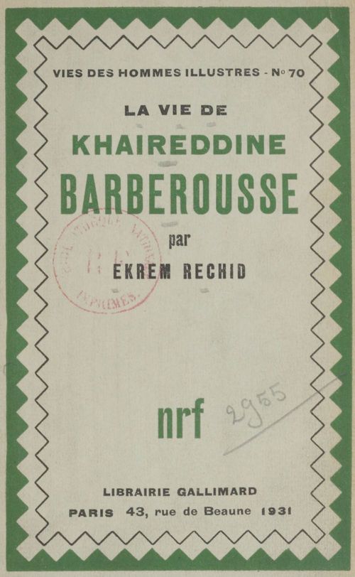 Couverture ebook de La vie de Khaireddine Barberousse, de Ekrem Rechid