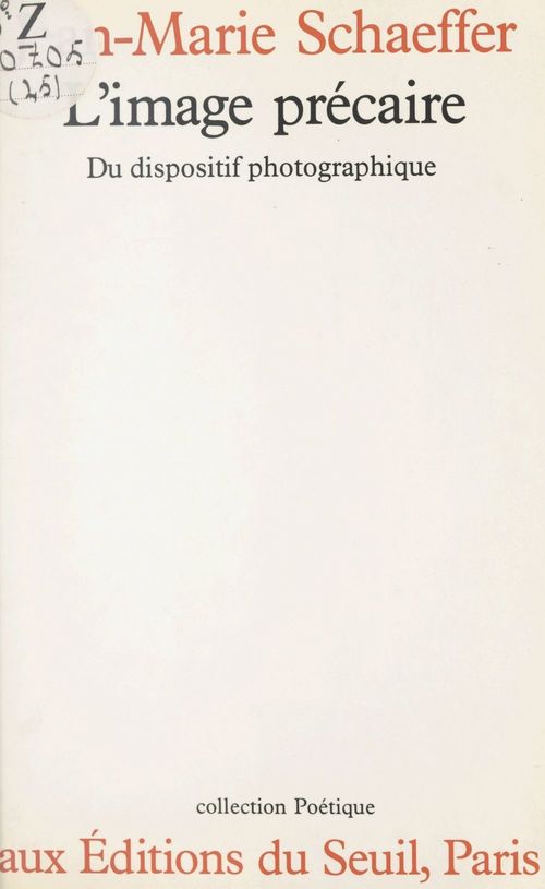 Couverture ebook de L'image précaire, de Jean-marie Schaeffer