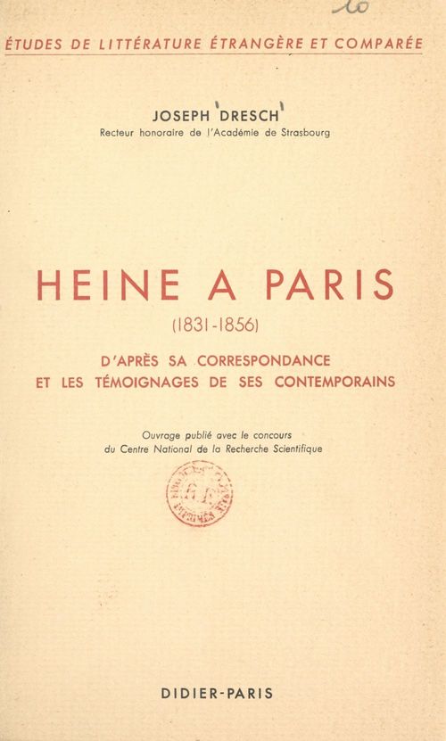 ebook cover of Heine à Paris, 1831-1856, by Joseph Dresch