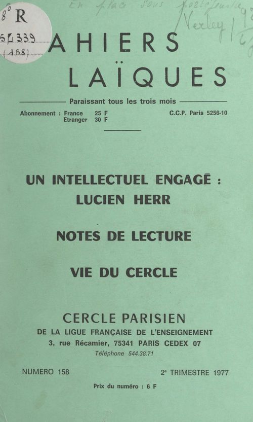 Couverture ebook de Un intellectuel engagé : Lucien Herr, de Etienne Verley