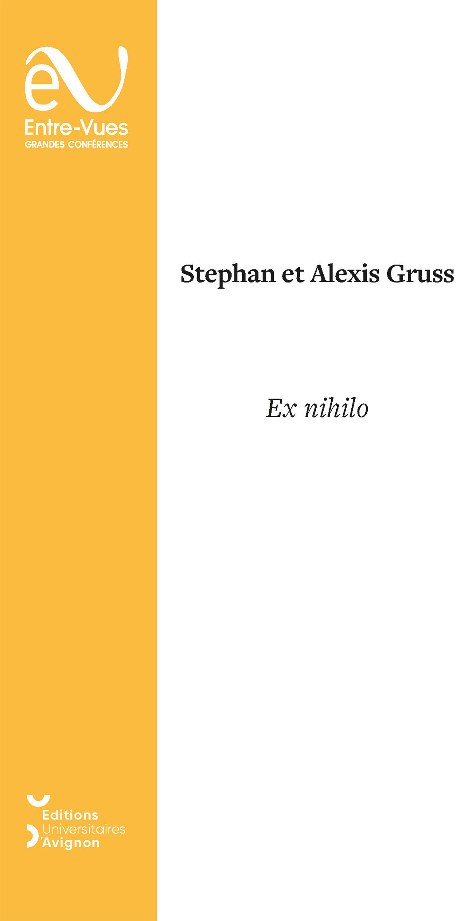 ebook cover of Ex nihilo, by Alexis Grüss, Stephan Gruss