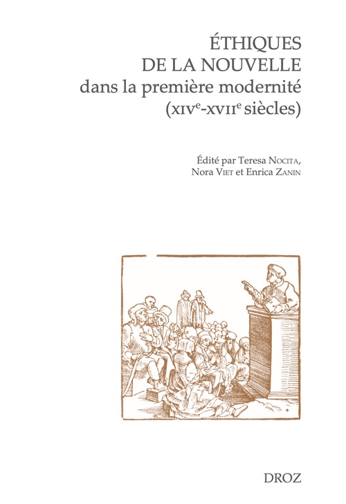 Couverture ebook de Éthiques de la nouvelle dans la première modernité (XIVe-XVIIe siècles), de Librairie Droz