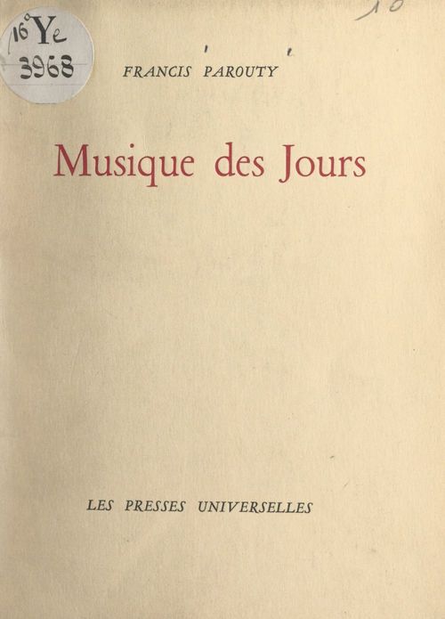 Couverture ebook de Musique des jours, de Francis Parouty