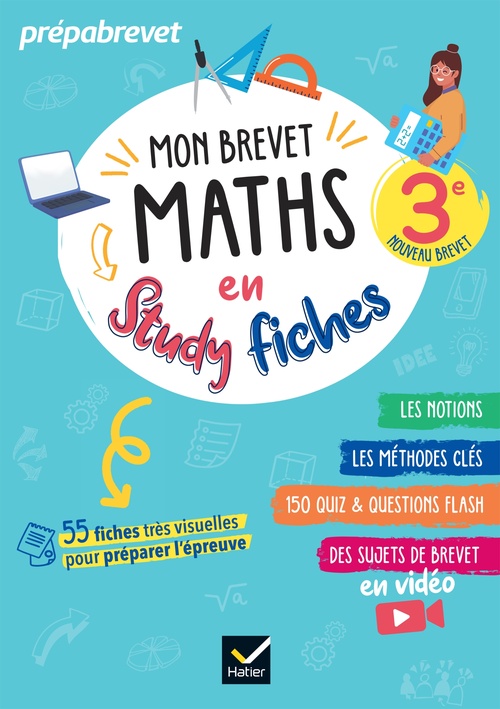 ebook cover of Mon brevet Maths en studyfiches - 3e - Brevet 2027, by Sophie André, Sonia Quinton