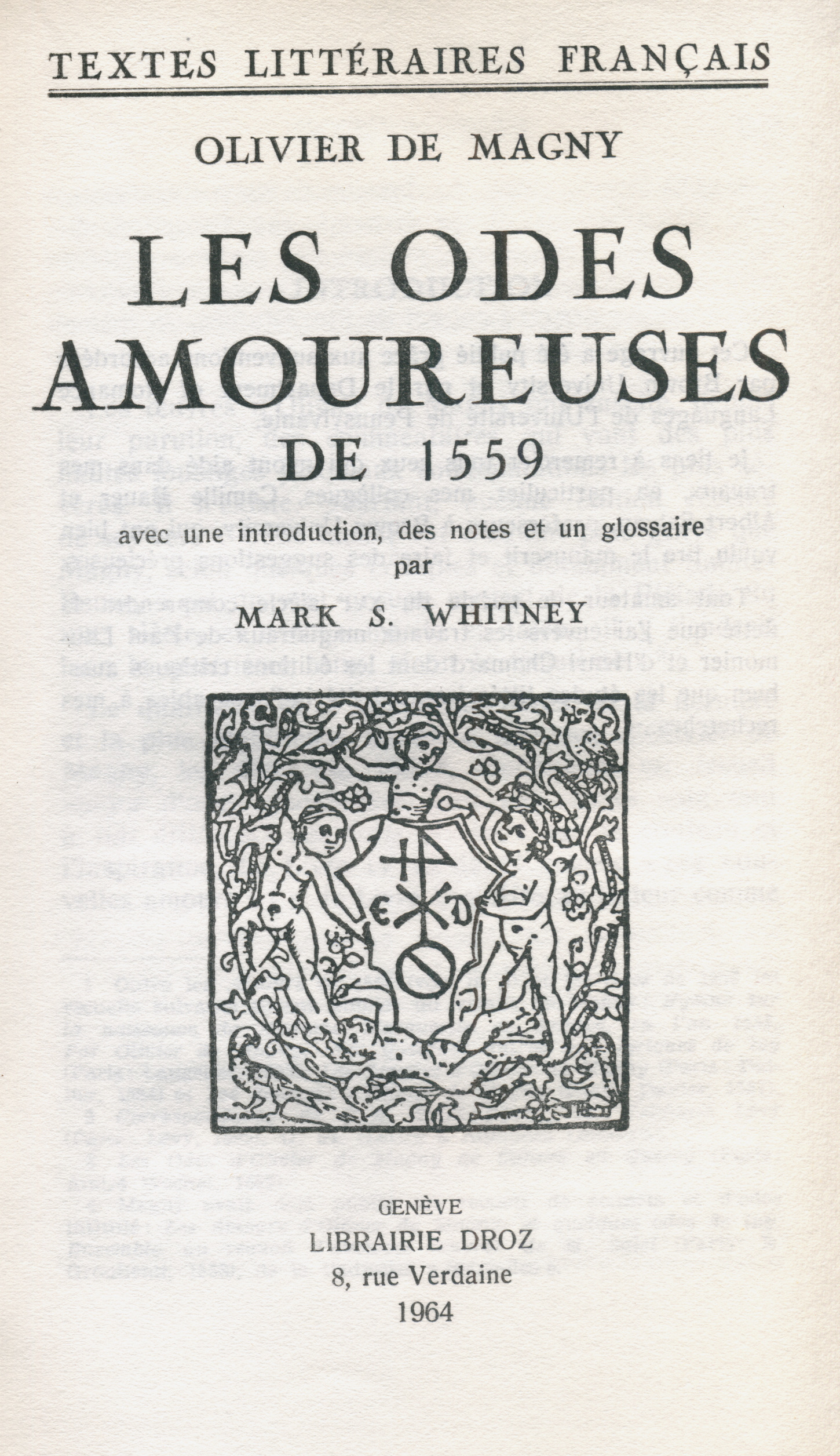 Couverture ebook de Les Odes amoureuses de 1559, de Olivier Magny