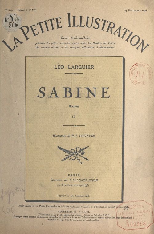 Couverture ebook de Sabine, de Leo Larguier